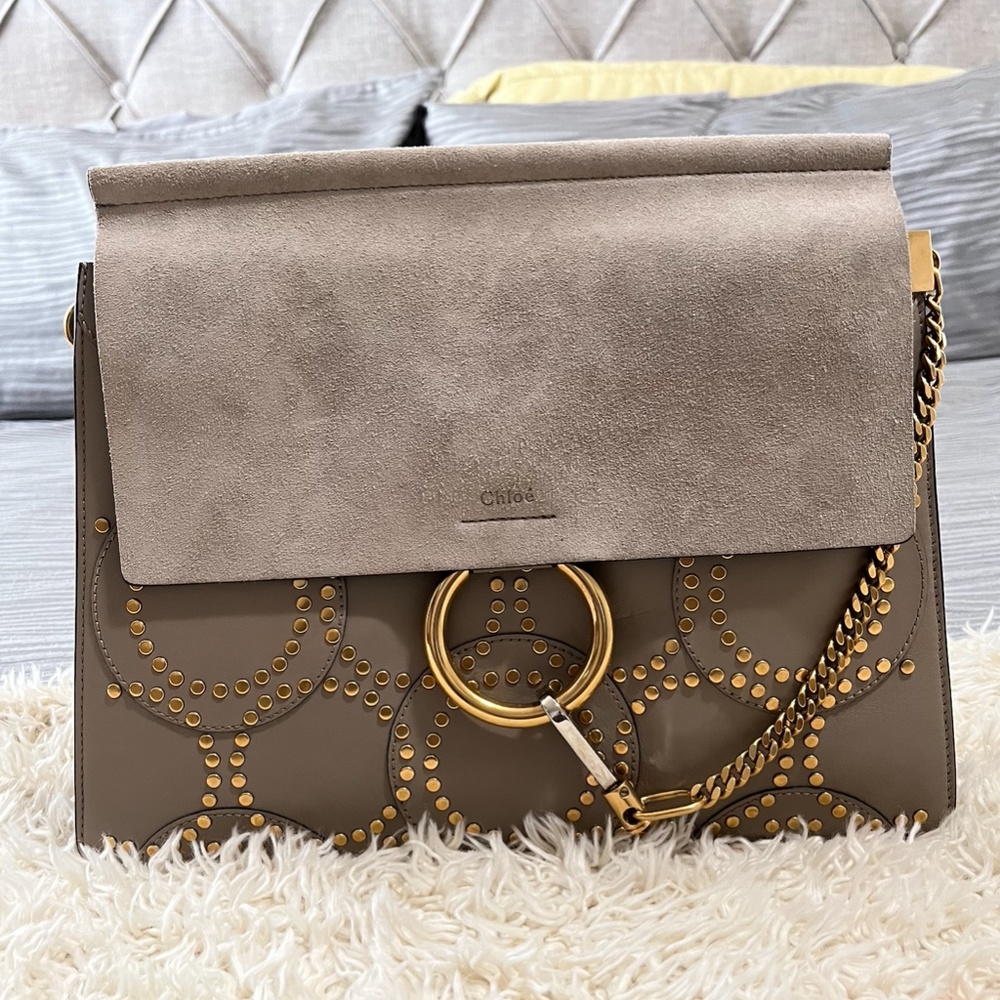 New Authentic CHLOE Faye' Studded Calfskin Shoulder Bag